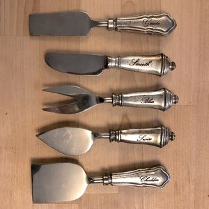 Pottery Barn antique silver cheese knives